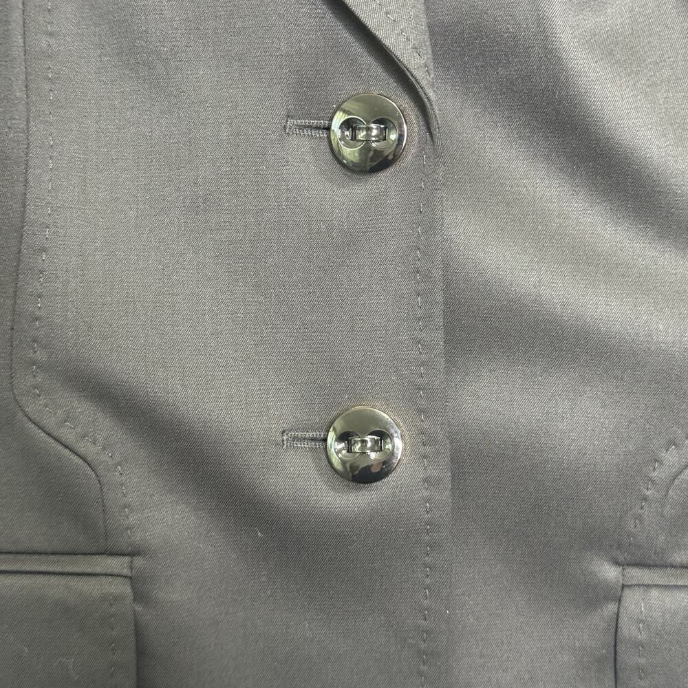 Escada Blazer Womens 42 Black Wool Stretch Classic Two Button Jacket Gold Accent - Picture 8 of 16